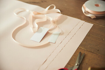 Scissors and other floristry items used by florists for wrapping bouquets