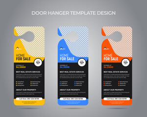 Real estate agency business door hanger template design
