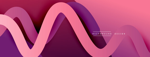 Abstract gradient background with wave line with shadow effect. Geometric composition. 3D shadow effects and fluid gradients