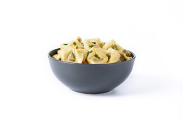 Pelmeni dumplings isolated on white background. Typical russian food