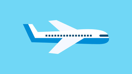 Airplane flying in the blue sky. Air transport or air travel concept. Flat style. Vector illustration