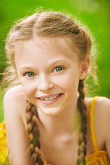 Fototapeta premium blonde girl with pigtails