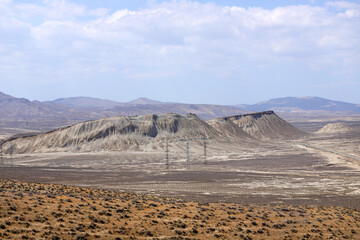 Mountain in the steppe near the town of Sangachaly. Azerbaijan.