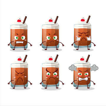 Root beer with ice cream cartoon character with various angry expressions