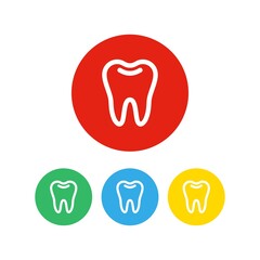 Set of 4 tooth icons with colorful circles and white background.