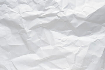 White crumpled paper texture background.