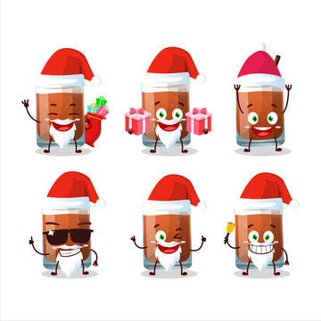 Santa Claus emoticons with root beer with ice cream cartoon character