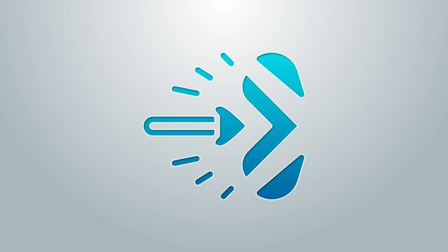 Blue line Magic arrow icon isolated on grey background. 4K Video motion graphic animation