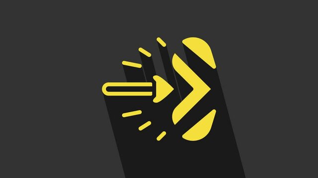 Yellow Magic arrow icon isolated on grey background. 4K Video motion graphic animation