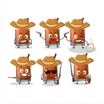 Cool cowboy root beer with ice cream cartoon character with a cute hat