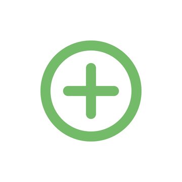Green plus sign or add button icon