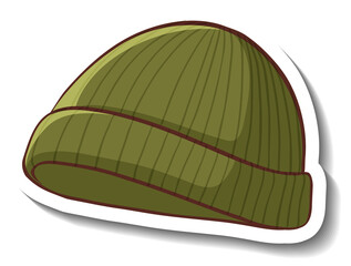 A sticker template with a green beanie hat isolated