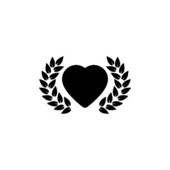 Fototapeta premium Laurel wreath icon with the heart isolated on white background