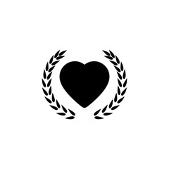 Obraz premium Laurel wreath icon with the heart isolated on white background