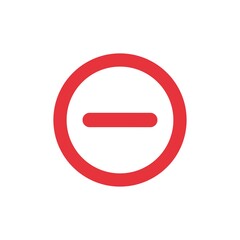 Red minus sign or remove button icon