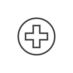 Outline medical cross icon on white background