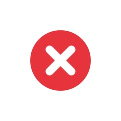 Red cross icon with white background