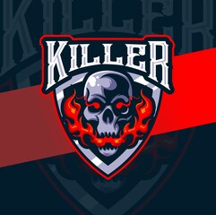 killer skull head reaper mascot esport logo for gaming and art tattoo © Sidig