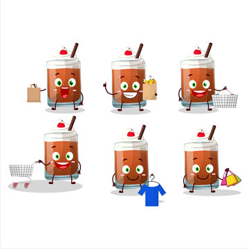 A Rich root beer with ice cream mascot design style going shopping