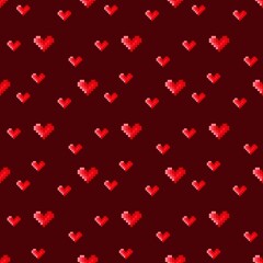Plakat Heart pattern pixel art. Seamless pattern. Pixel art heart pattern. Valentine's Day.