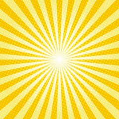 Fototapeta premium Yellow Sunburst Pattern Background. Sunburst with rays background. Vector illustration. Yellow radial background. Halftone background. 