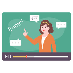 Math or Physics giving a lecture Concept, Teacher conducting Webniar Vector Icon Design, Online video Training Symbol, E-Learning Sign, Virtual courses or Digital Academy Stock illustration