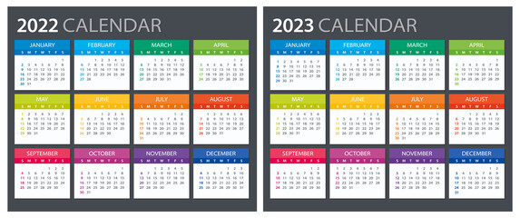2022, 2023 Calendar - illustration. Template. Mock up
