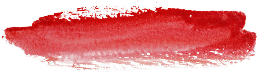 Red watercolor stain on white background isolated element. Hand drawn
