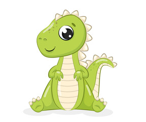 Cute baby dinosaur illustration. Vector illustration for baby shower, greeting card, party invitation, fashion clothes t-shirt print.