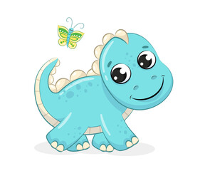 Cute baby dinosaur illustration. Vector illustration for baby shower, greeting card, party invitation, fashion clothes t-shirt print.