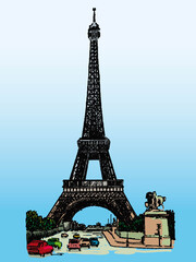 Obraz premium Vector famous monuments of architecture from around the world. France color