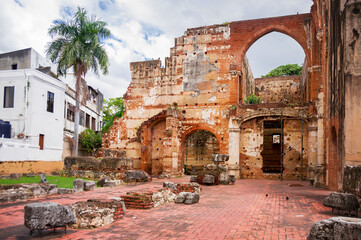 ruins of the cathedral San Francisco Church and Monastery of the Caribbean tourist mecca Santo...