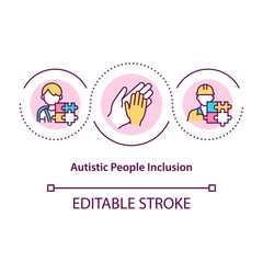 Autistic people inclusion concept icon. Communicational problems. Social interaction issues abstract idea thin line illustration. Vector isolated outline color drawing. Editable stroke