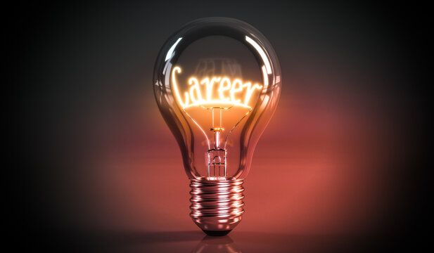 Career - shining light bulb - 3D illustration