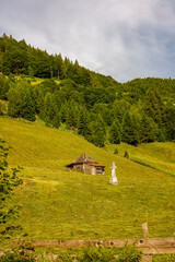 beautiful landscape with rural mountain area in Rucar Romania