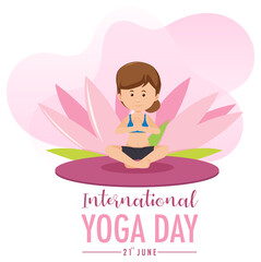 International day of Yoga banner with woman doing yoga pose