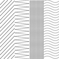 set of 4 lines vector seamless pattern, simple style
