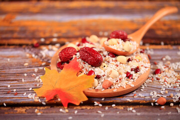Cereal grains , seeds, beans, Lotus seeds and red dates