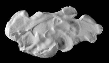 Soured milk, yogurt with wooden spoon isolated on white background, top view