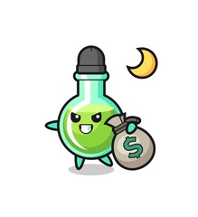 Illustration of lab beakers cartoon is stolen the money
