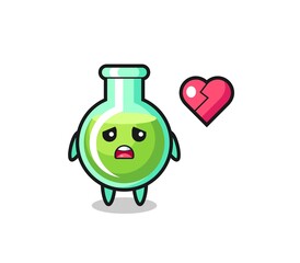 lab beakers cartoon illustration is broken heart