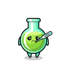 lab beakers mascot character with fever condition