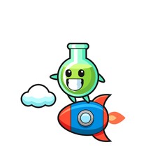 Obraz premium lab beakers mascot character riding a rocket