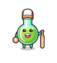 Cartoon character of lab beakers as a baseball player