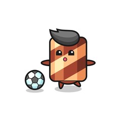 Illustration of wafer roll cartoon is playing soccer