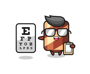 Illustration of wafer roll mascot as an ophthalmology