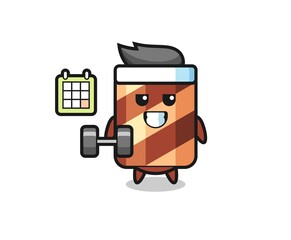 wafer roll mascot illustration is playing kite