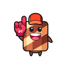Cartoon mascot of wafer roll as a businessman