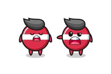 illustration of the argue between two cute latvia flag badge characters