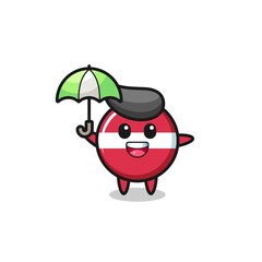 cute latvia flag badge illustration holding an umbrella